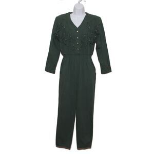 Vintage Bonnie Fringe Bodice Jumpsuit Size Medium Cotton Made in USA